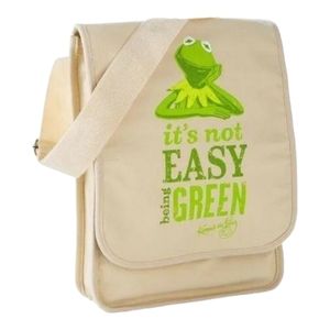 NWOT HALLMARK MUPPETS KERMIT THE FROG NOT EASY BEING GREEN MESSENGER / BOOK BAG